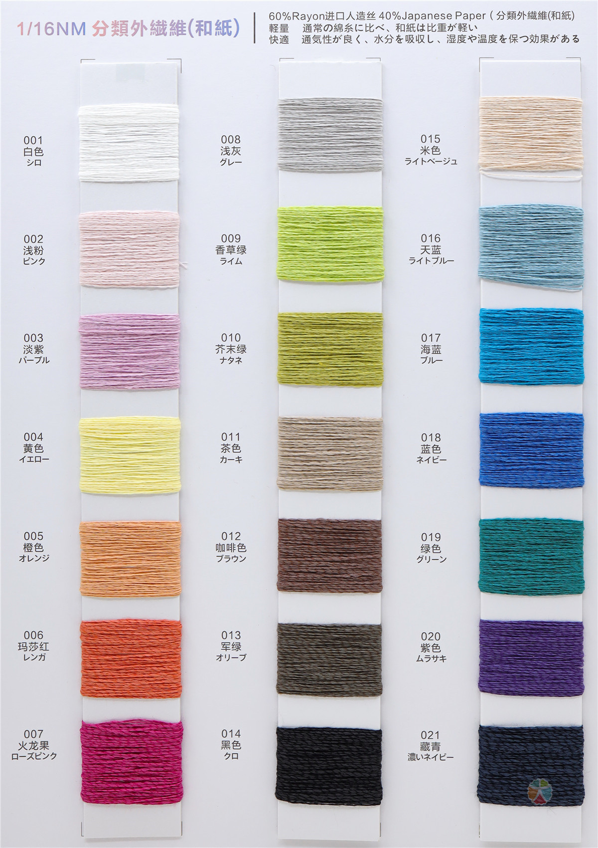 1/16NM 60%Rayon进口人造丝 40%Japanese Paper(分類外繊維(和紙)
