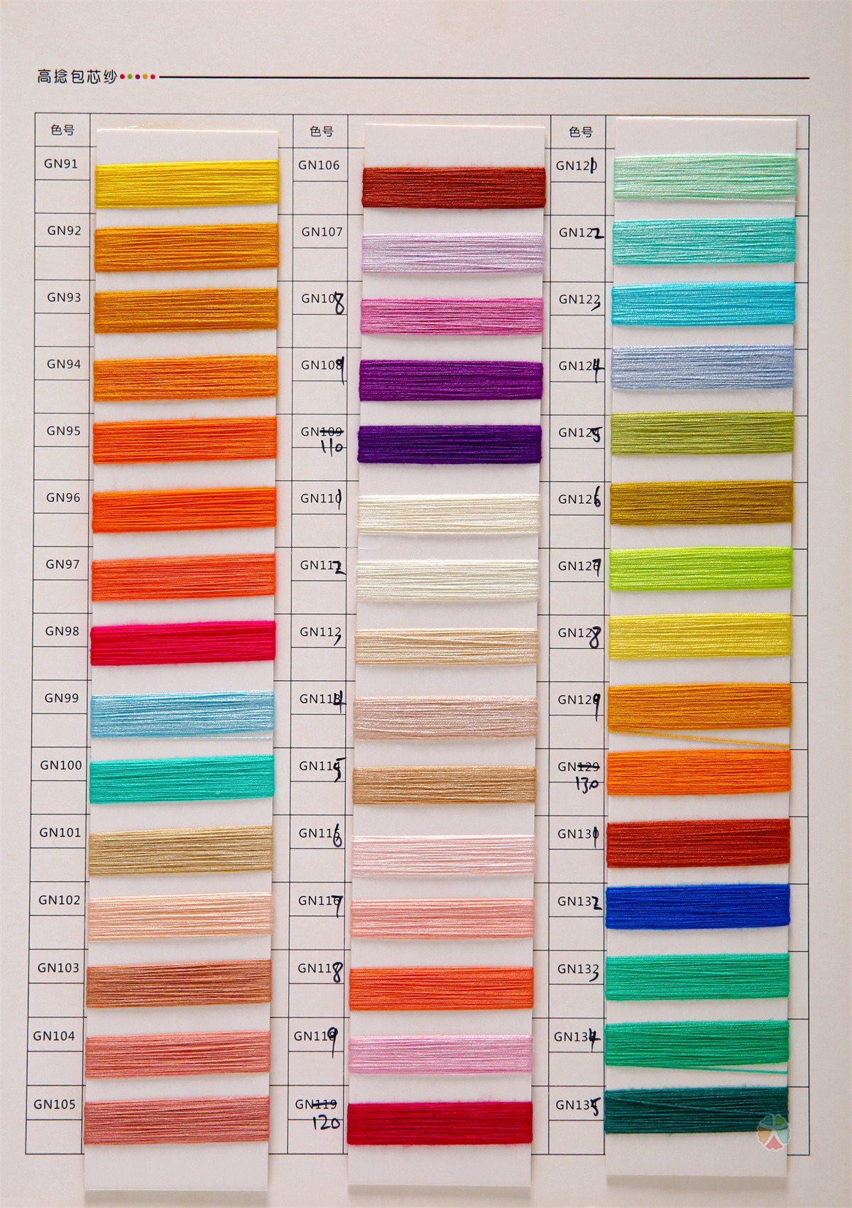 50S/2有色高捻包芯纱