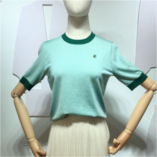 拼色短袖针织上衣