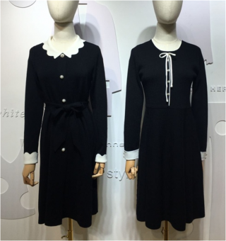 赫本风针织连衣裙