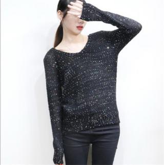 欧美风 新款女装珠片套头毛衣