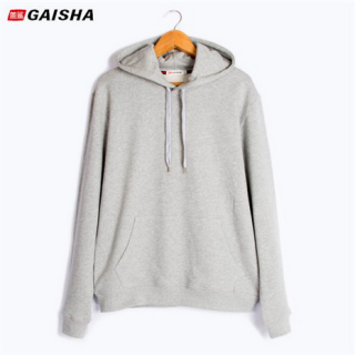 盖鲨春秋新款纯色连帽套头卫衣纯棉男士休闲运动外套男式空白卫衣