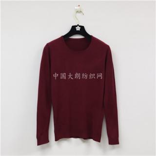 长袖套头圆领纯色毛衣