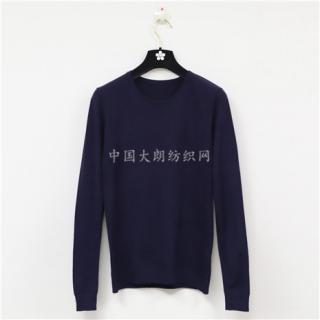 男式圆领套头纯色长袖针织衫