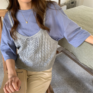 春装新款时尚宽松外搭短款针织背心