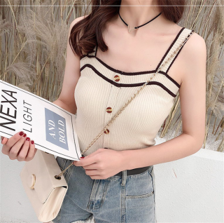 性感单排扣吊带背心
